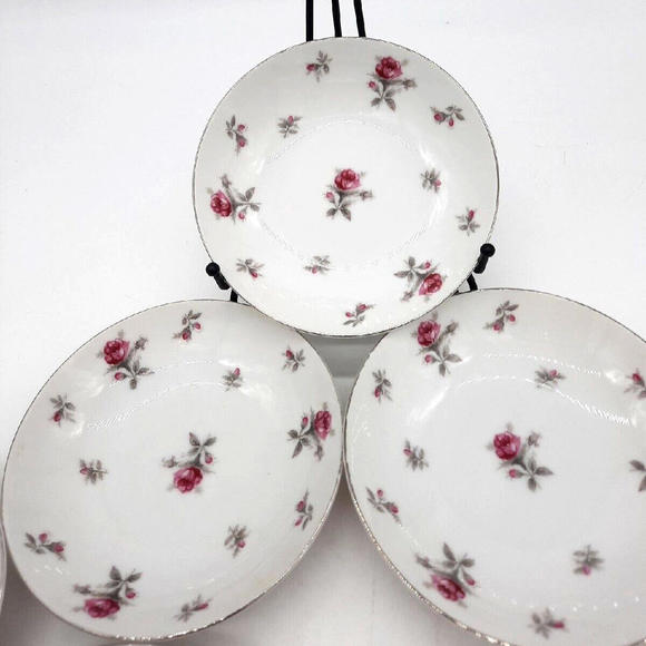 Vintage Meito China Set Of 7 Rose Chintz Dessert Berry Bowls - Picture 5 of 6